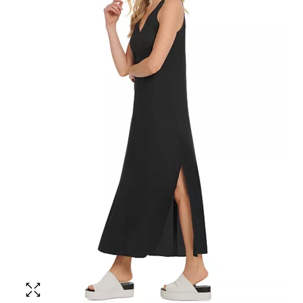 Dkny Black Sleeveless V-Neck Sheath Maxi Dress